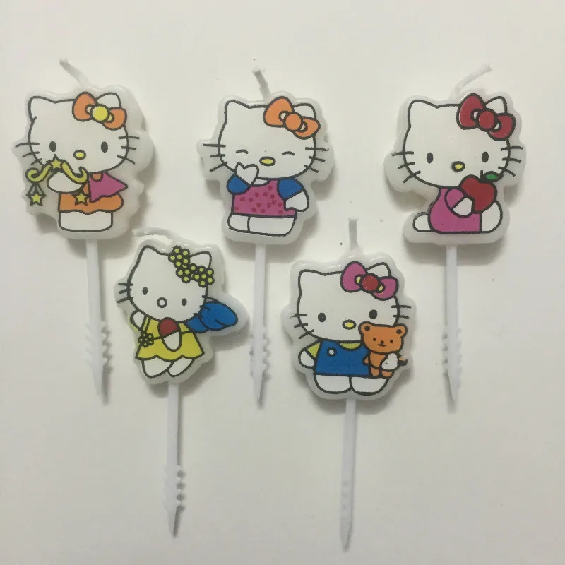5 шт./компл. hello kitty мультфильм тема свечи для торта на день рождения товары