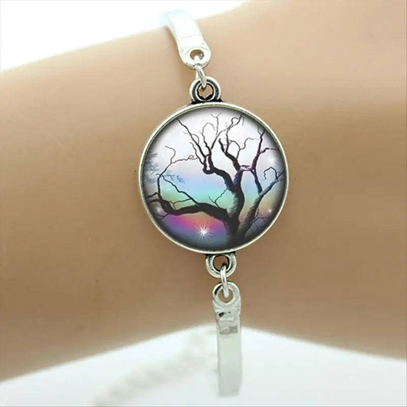 TAFREE бренд Густав Климт Древо жизни браслет посеребренные стеклянный купол