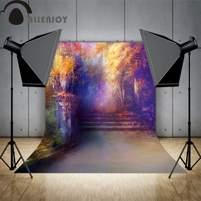 Allenjoy Фотофон Золотые листья Красивые Сказочные дети красочные виниловые фоны