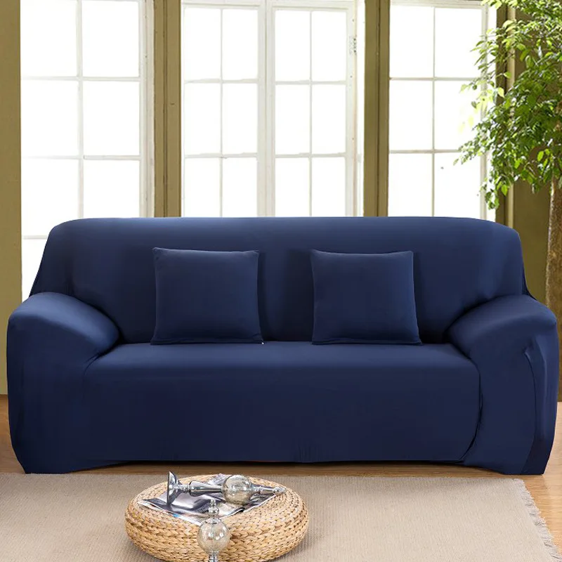 Pure Color Polyester Fiber Sofa Cover Removable Elastic All-inclusive Living Room Covers Single Two Three | Дом и сад