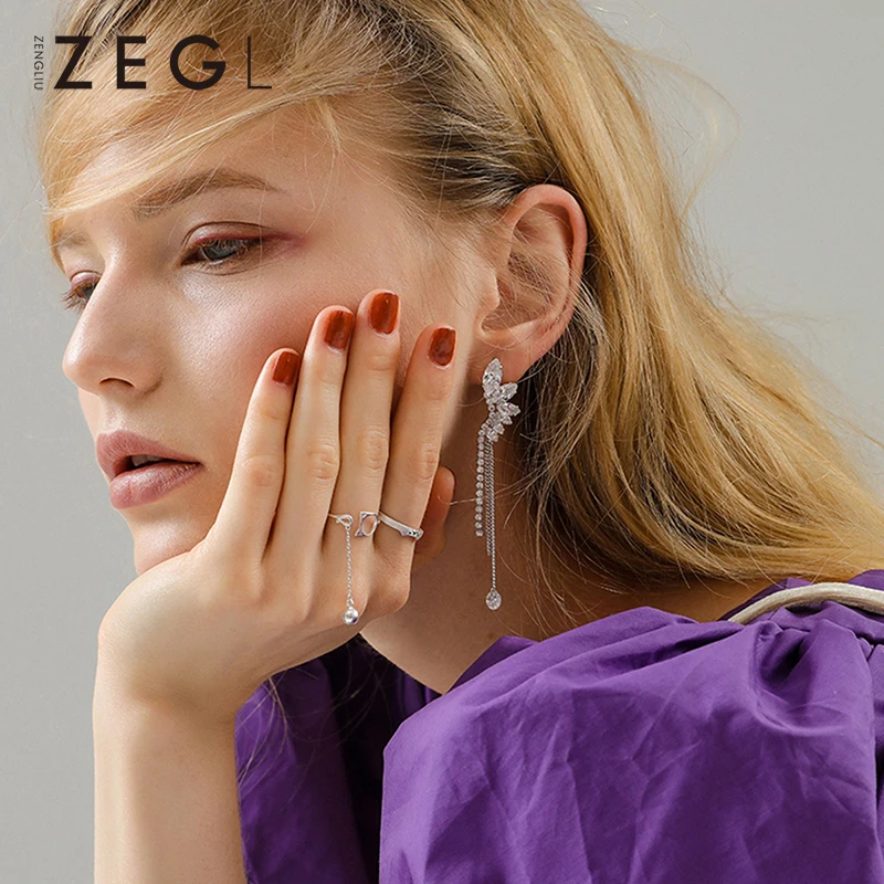 ZEGL изысканное кольцо открытое серебряное Ювелирное Женское с котом фаланкс |
