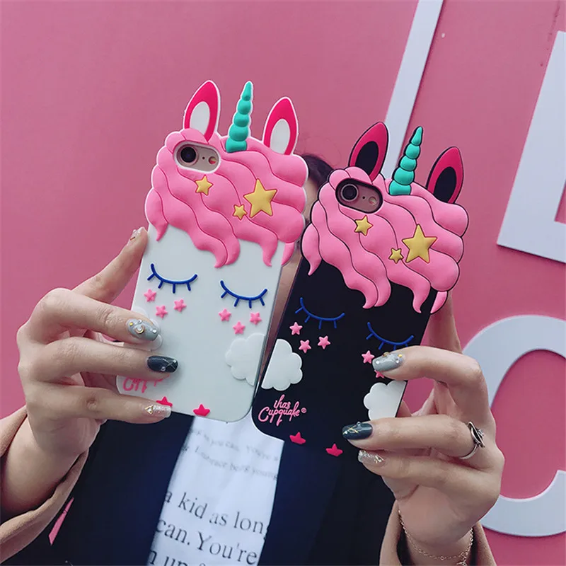 Роскошный 3D милый мультяшный Единорог Лошадь чехол для iPhone 5 5S 5SE 6 6s 7 8 Plus Мягкий