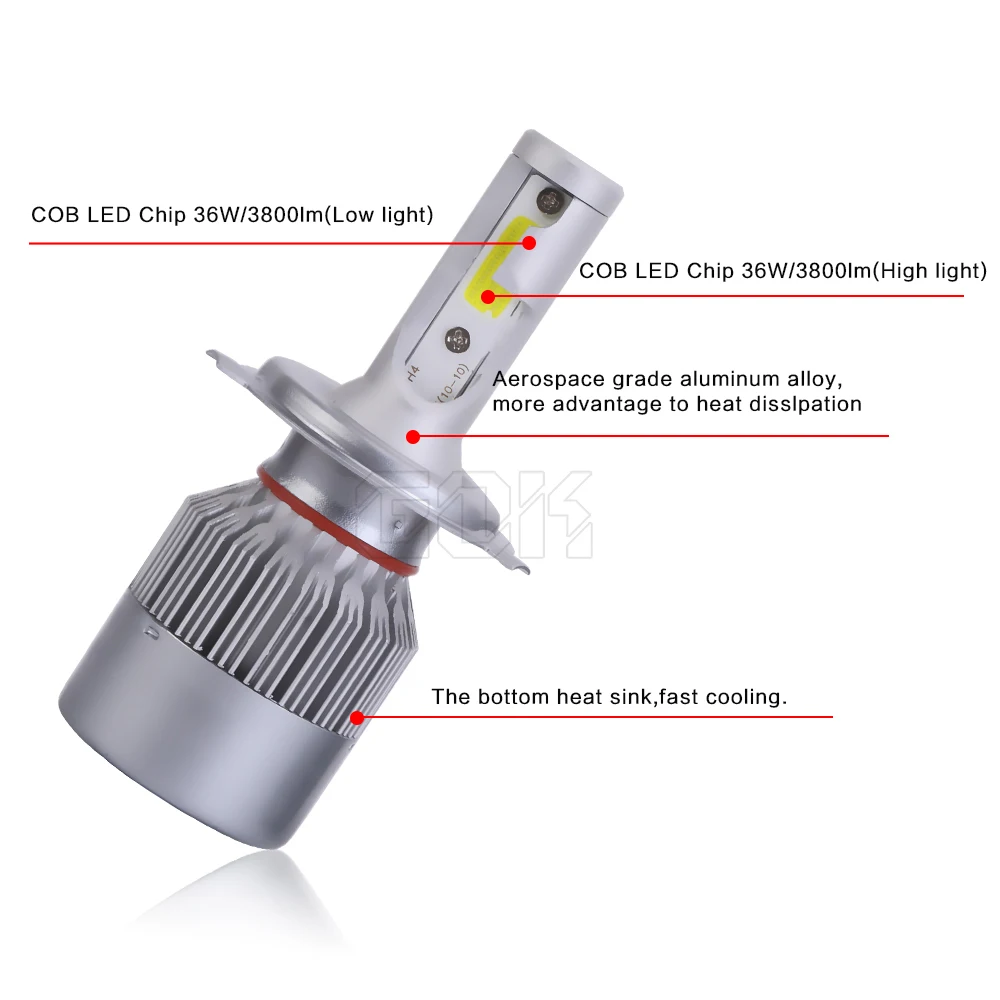 Супер яркая светодиодная лампа H4 автомобильная фара H1 H7 H8 H11 HB3 9005 9006 HB4