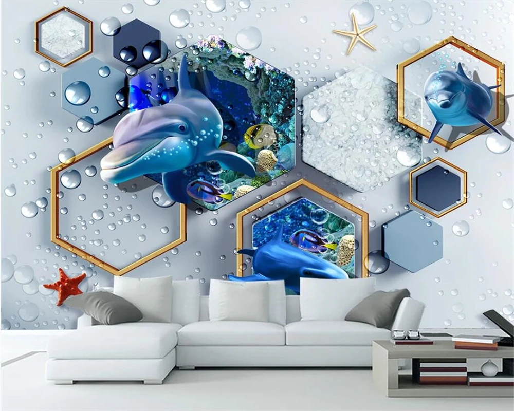 

Beibehang пользовательские обои 3d твердый геометрический мраморный Дельфин подводный мир инструменты настенные индивидуальные обои роспись