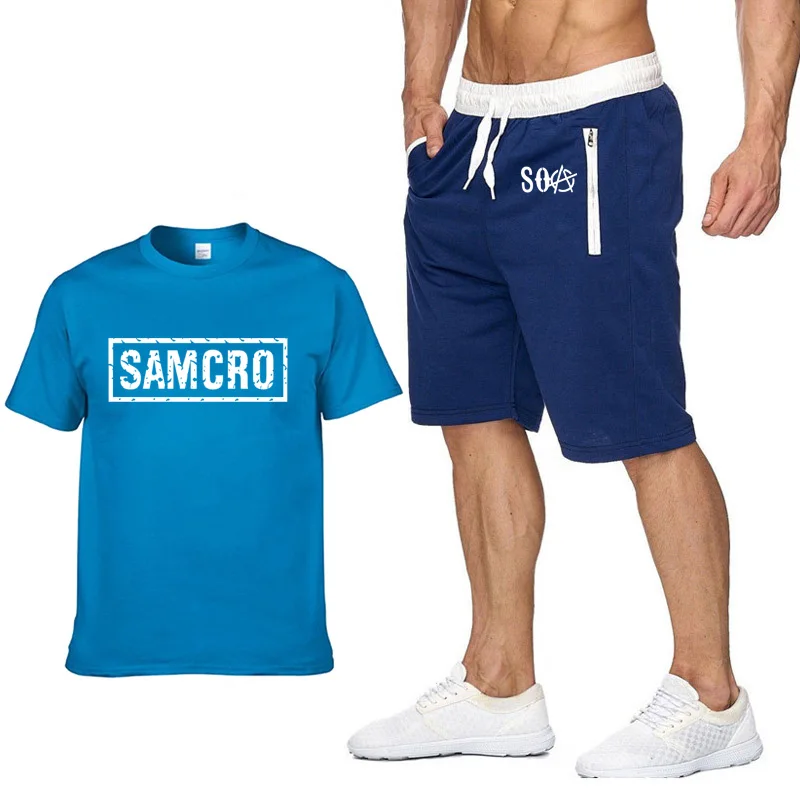 Футболки tv SOA Sons of Anarchy, шорты, костюм, спортивная мужская футболка, SAMCRO, высокое качество, хлопок, Harajuku, повседневная, с коротким рукавом