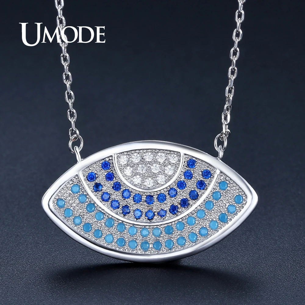 Новинка Модная бижутерия UMODE длинная цепочка с голубым кристаллом ожерелье