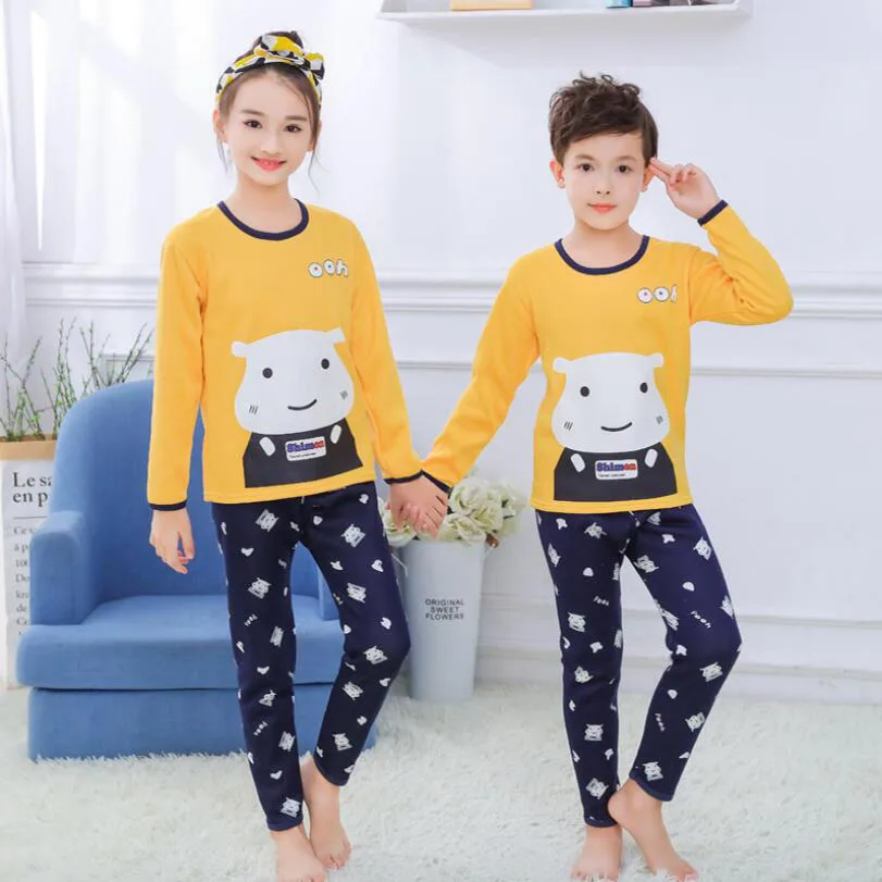 Boys Sleepwear baby girl winter cotton velvet sets Children Homewear Pajamas Boy Pyjamas Kids Nightwear 2-13Y teenage clothes | Мать и
