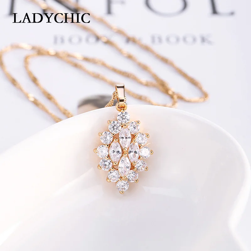 LADYCHIC новые модные роскошные ожерелья подвески инкрустированные AAA кубический