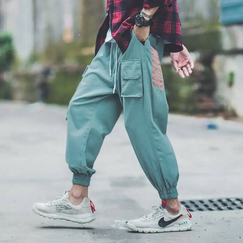 

5XL Mens Cargo Harem Pants Hip Hop Casual Pant Male Tatical Jogger Trousers Casual High Street Oversized Pants with Side Pockets