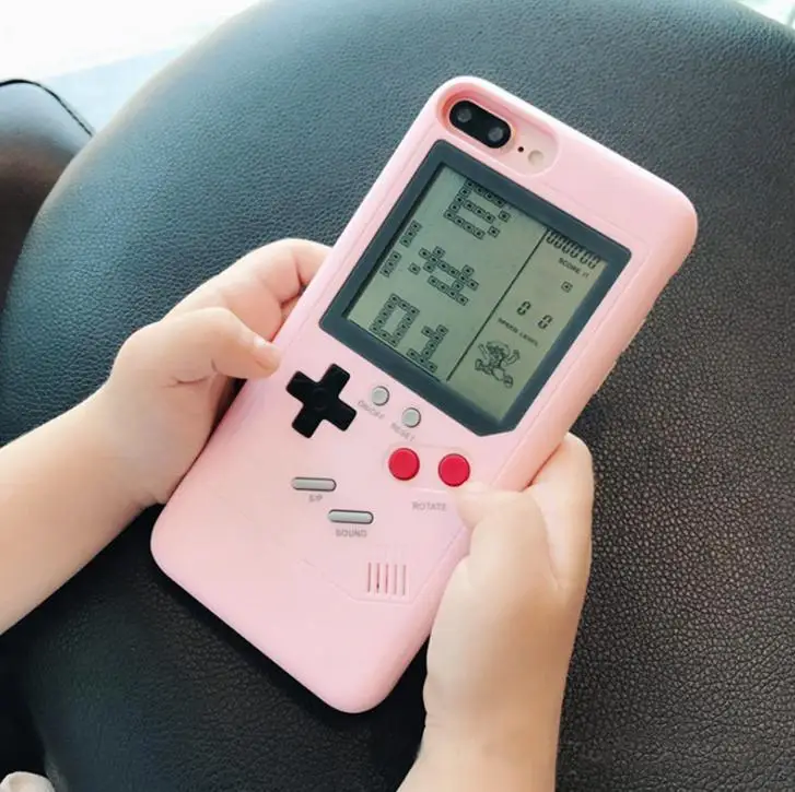 Ретро GB Gameboy Tetris чехлы для телефонов iPhone 6, 6s, 7, 8 Plus, мягкий ТПУ чехол для игровой консоли для iPhone X, XS, XR Max - Цвет: Pink