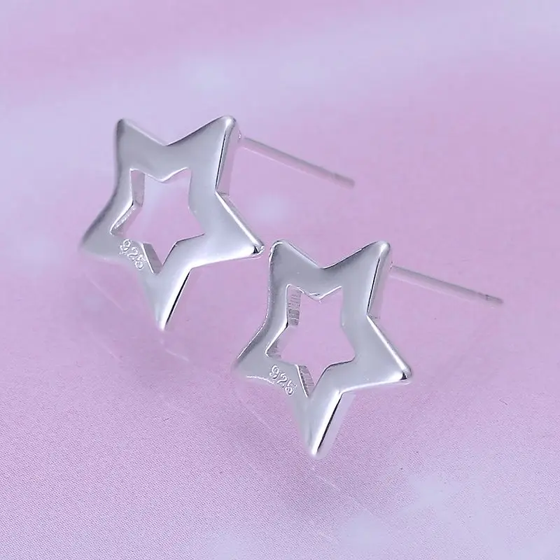 Простой модный стиль посеребренные полые звезды серьги ювелирные мужские 2016