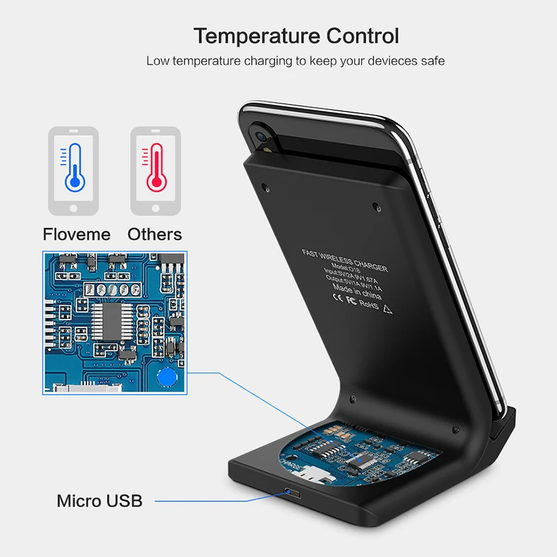 FLOVEME 10W Qi Wireless Charger For iPhone XR 7 8 X Xs Samsung Galaxy S10 Plus S8 S9 S7 Fast Charging Dock | Мобильные телефоны и