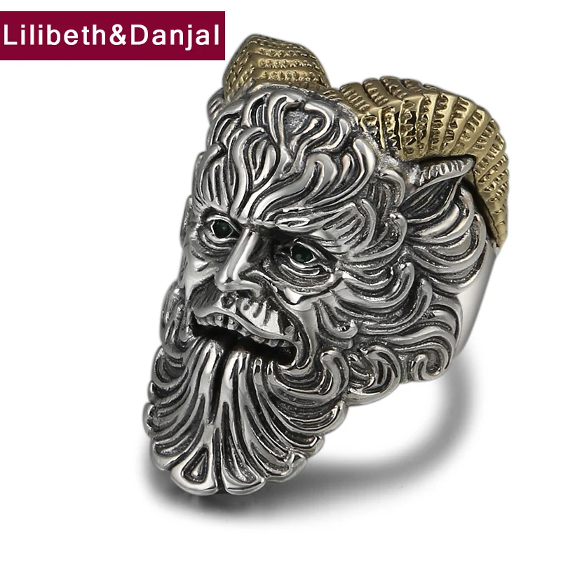 Capricorn Pan Ring faun 100% реальная фотография серебряные ювелирные изделия мужские