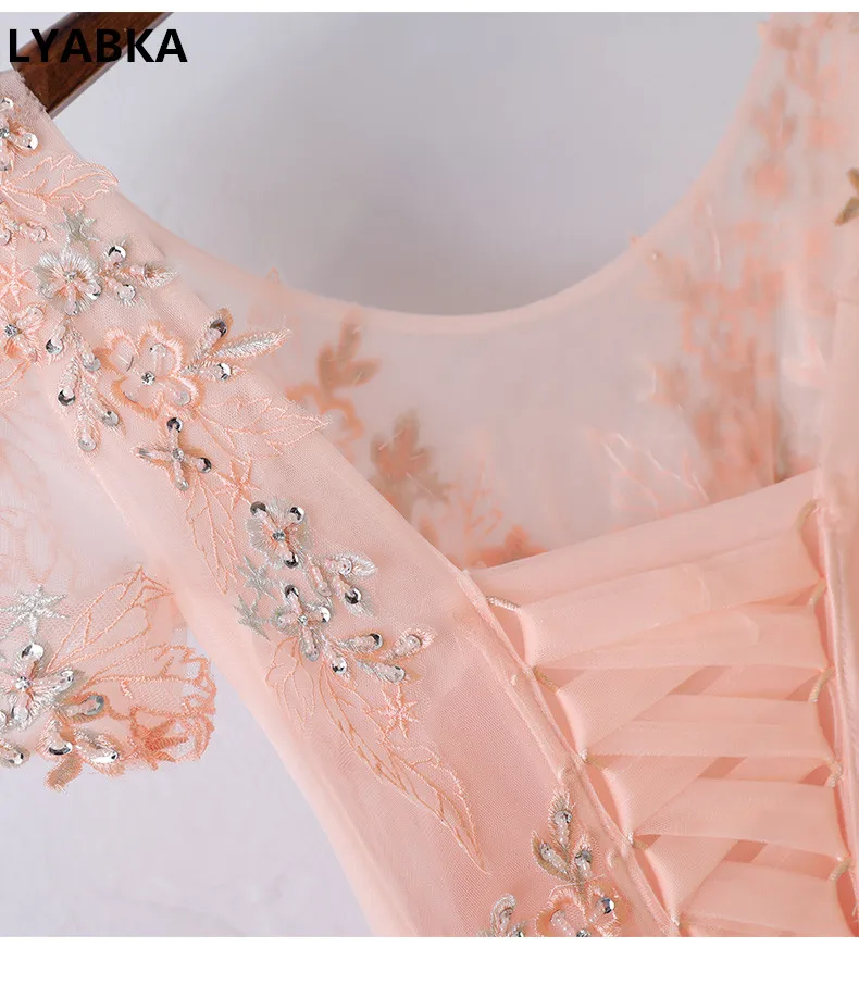 Scoop Neck Evening Dress Robe De Soiree Tulle With Appliques Dresses Short Sleeve Real Photo 2019 Vestido Festa | Свадьбы и