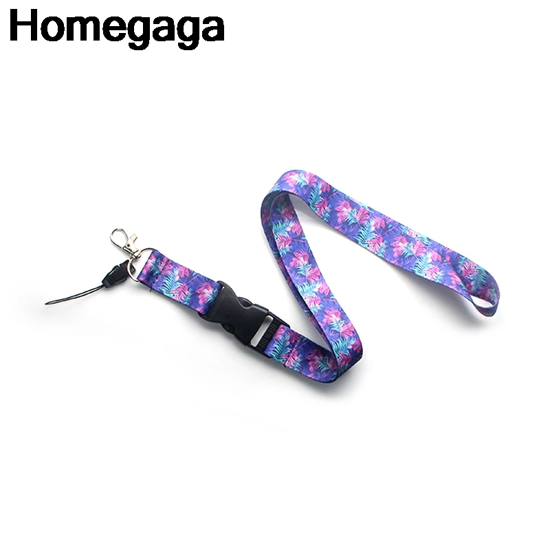 Homegaga фиолетовые цветы листья ремешки шеи ремень id значок держатели телефона ожерелье для ключей держатели значков тесьма D2129
