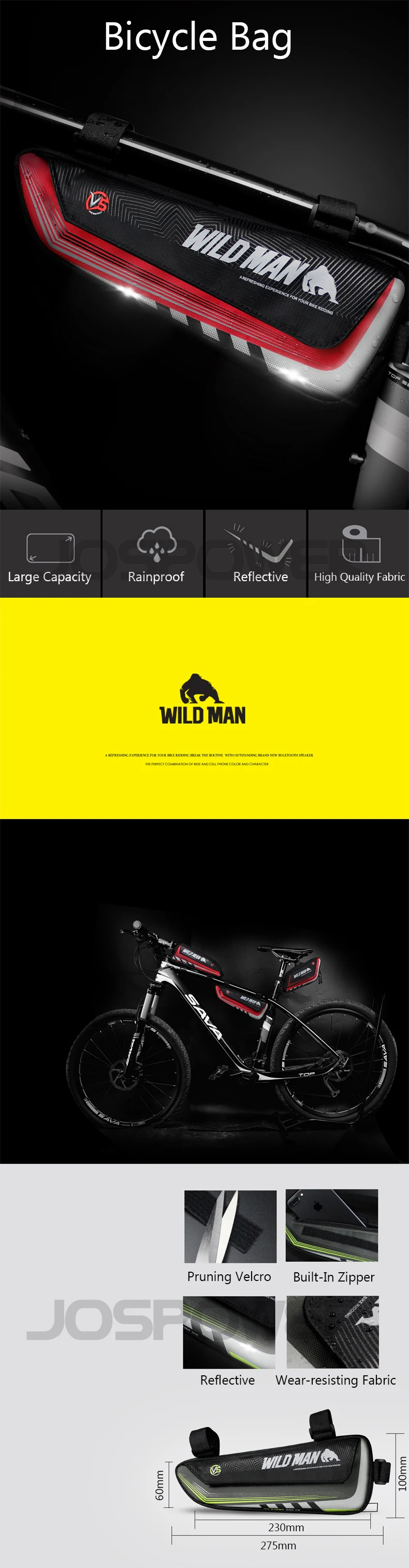 WILD MAN велосипедная сумка непромокаемая большая емкость MTB дорожный велосипед передняя рама сумка треугольная сумка износостойкие Инструменты сумка
