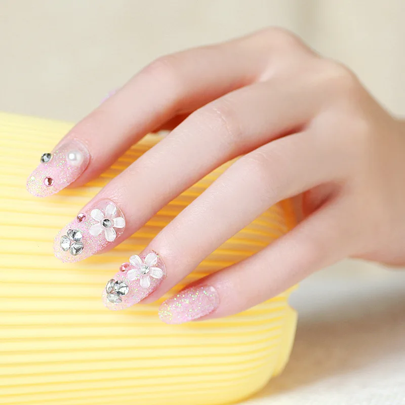24 шт./компл. французские свадебные цветы накладные ногти дизайн ногтей акриловые