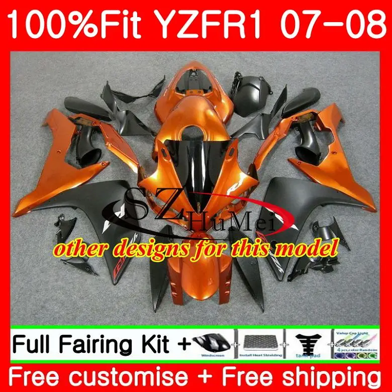 Впрыска боди для YAMAHA YZF R1 1000 R 1 07 08 64SH18 YZF1000 YZFR1 Топ Синий Черный 2007 2008 обтекатель|body