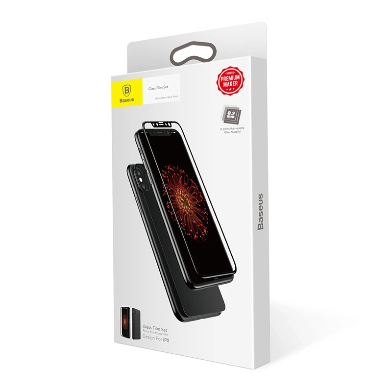 Защитная пленка Baseus Premium для передней задней панели iPhone X, 3D чехол для всего тела, закаленное стекло для задней панели iPhone X 10