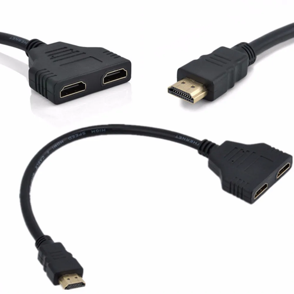 1 в 2 выхода 1080P HDMI порт папа двойной женский сплиттер кабель адаптер конвертер