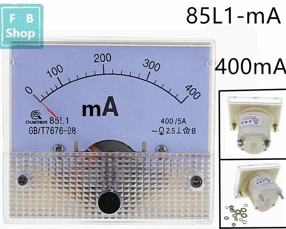 

1 шт. 85L1-mA 400mA AC Белый пластиковый корпус Аналоговая Панель Амперметр