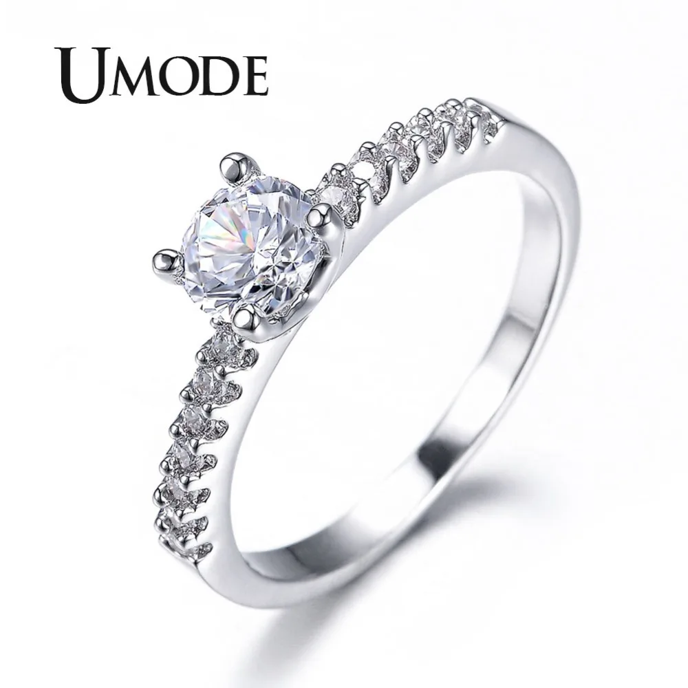 Umode белый позолоченный проложить группа обручальное кольцо для женщин с 0.6 см 0.75ct