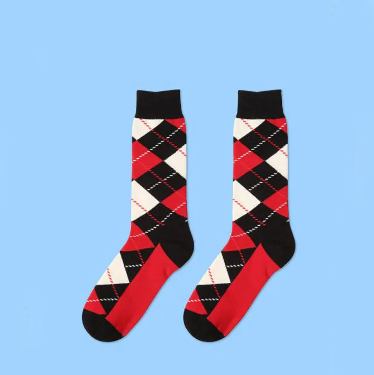 Red bottom grey Мужские Носки с рисунком акулы, крокодила, утки, креветки, покера, головоломки, забавные, веселые, корейские, уличные, Харадзюку, хип-хоп, хлопковые носки на осень - Цвет: Red bottom grey