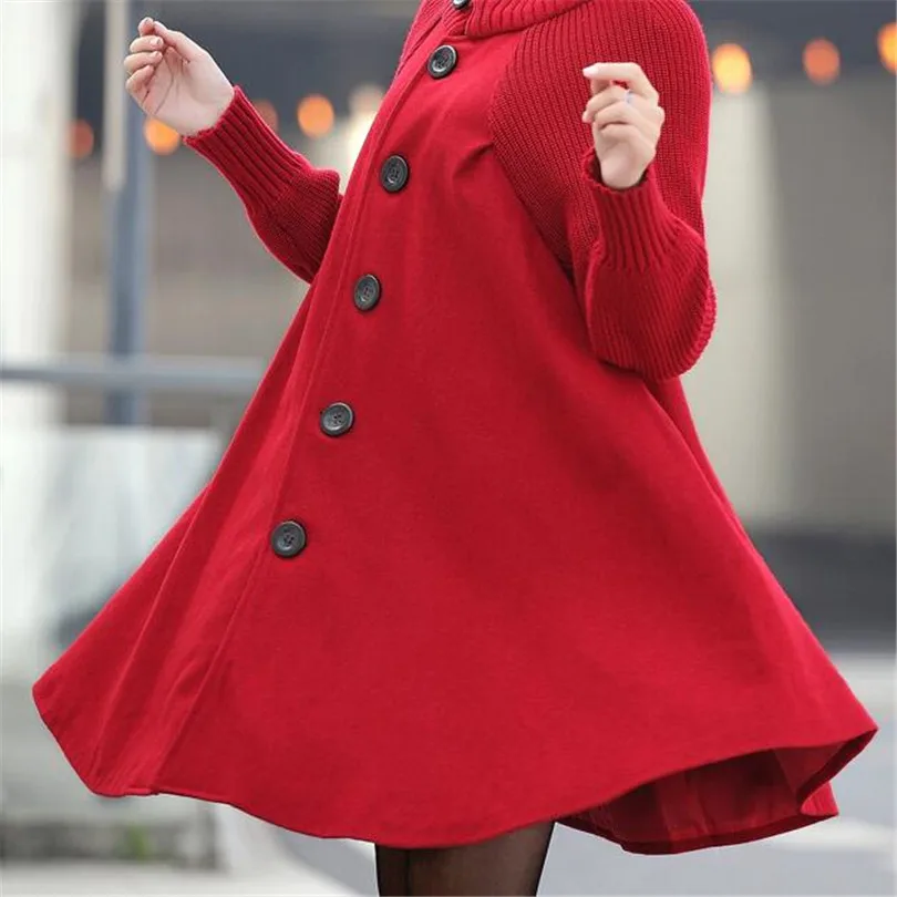 

VIIANLES Winter Coat Women Wool Long Jacket Female Overcoat Cloak Keep Warm Loose Coat Femme Warm Red 4XL Big Size Jackets 5XL