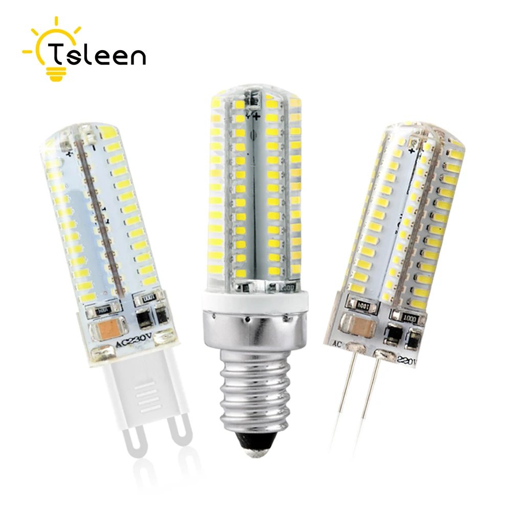 TSLEEN SMD3014 12V Mini G9 G4 Светодиодная лампа E14 B15 E12 светодиодная хрустальная люстра 220V