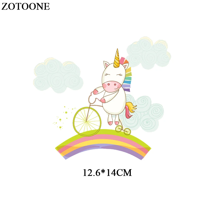 Наклейки ZOTOONE для детской одежды Мультяшные нашивки в форме единорога железные