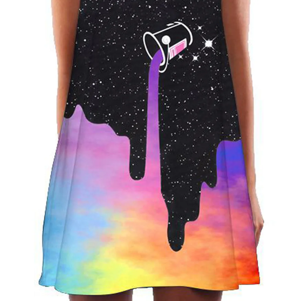 Женское летнее платье винтажное Бохо без Рукавов Пляжная одежда мини для