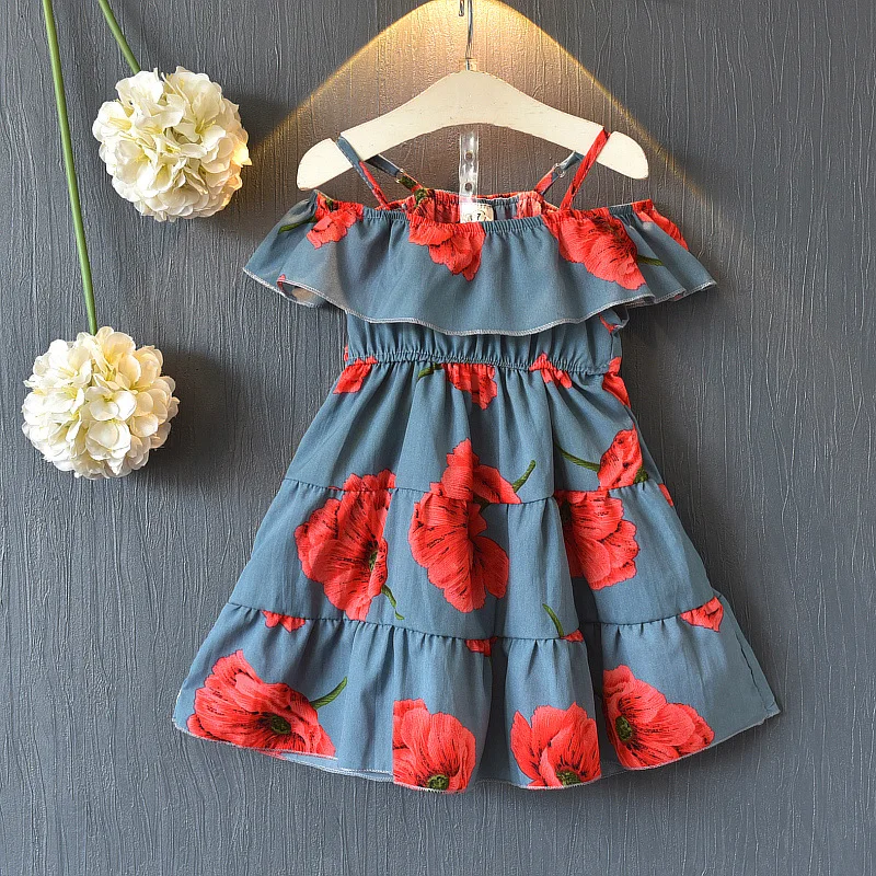 Детское летнее платье AiLe Rabbit Корейская версия модная детская юбка с разбитыми