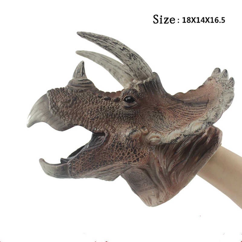 Dinosaur Hippopotamus Crocodiles Rhinoceros Hand Gloves Puppet Animal Head Toys Soft Gelatin Children's Role Playing Boys | Игрушки и