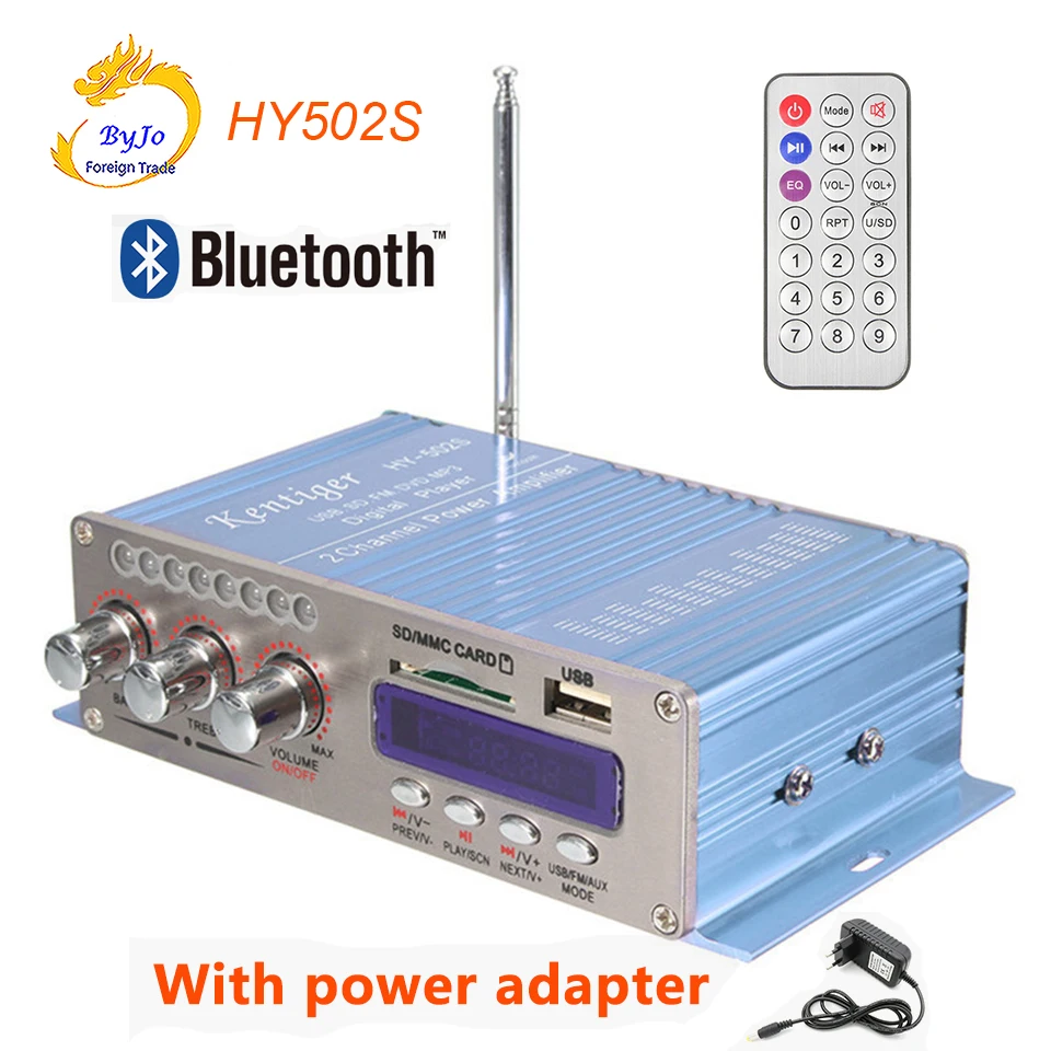 HY502S Bluetooth автомобильный усилитель мощности стерео звук режим HiFi 2 канала мини FM аудио+ MP3 динамик музыкальный плеер HY-502S