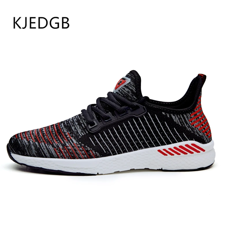 BlackRed KJEDGB Для мужчин кроссовки вразлёт, плетение Повседневная дышащая обувь Для мужчин и Для женщин удобная обувь для него и для нее хрустальные люстры свет большой Размеры; большие размеры 36-48 - Цвет: BlackRed