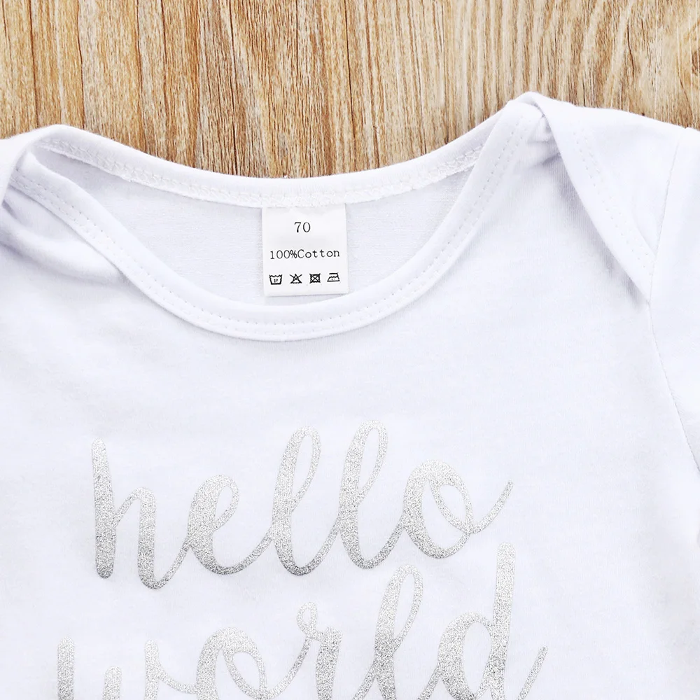 Новинка комплект из 2 предметов для маленьких девочек с надписью Hello World боди