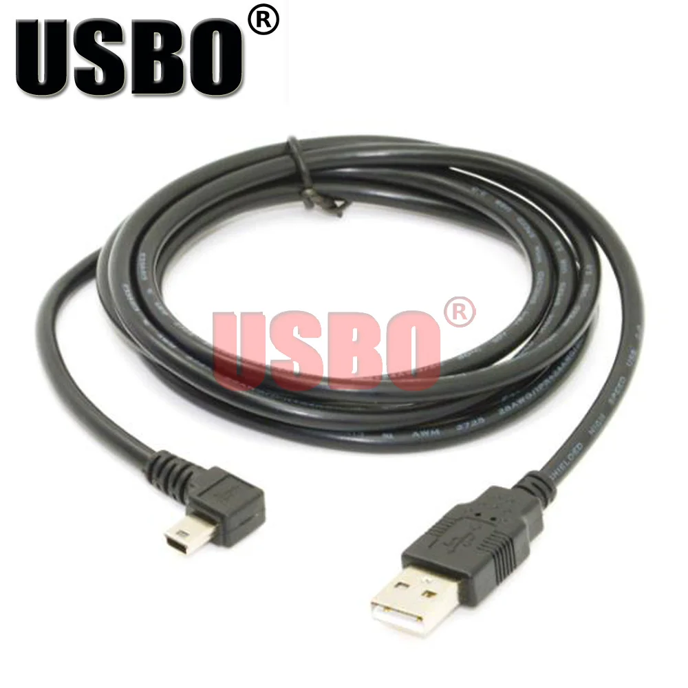 High quality Elbow black 0.5M 1.5M USB data extension line 90 degree elbow 2.0 male to Mini hard disk phone cable | Электроника
