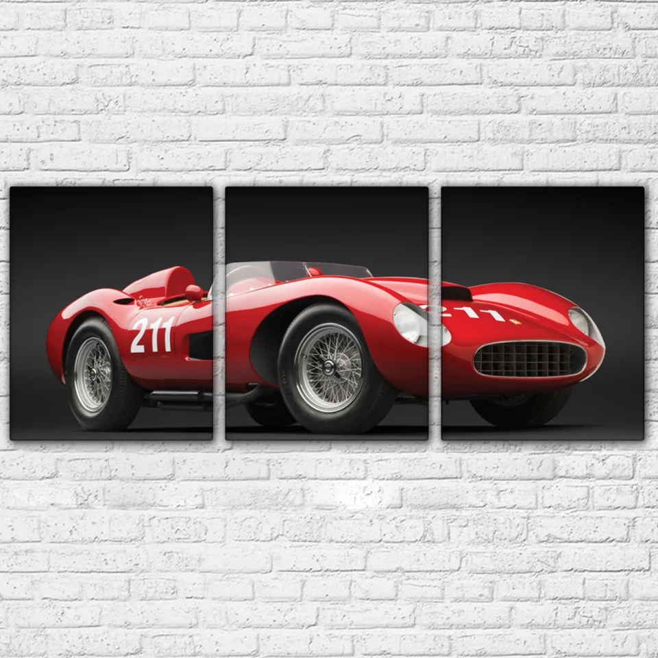 Красные постеры для супергоночных автомобилей с HD-принтом 3 шт. настенное