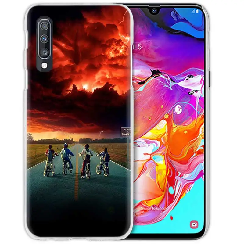 04 Пленка чехол для samsung Galaxy A50 A70 A20e A40 A30 A20 A10 A8 A6 плюс A9 A7 Жесткий Прозрачный поликарбонатный чехол для телефона чехол очень странные дела - Цвет: 04