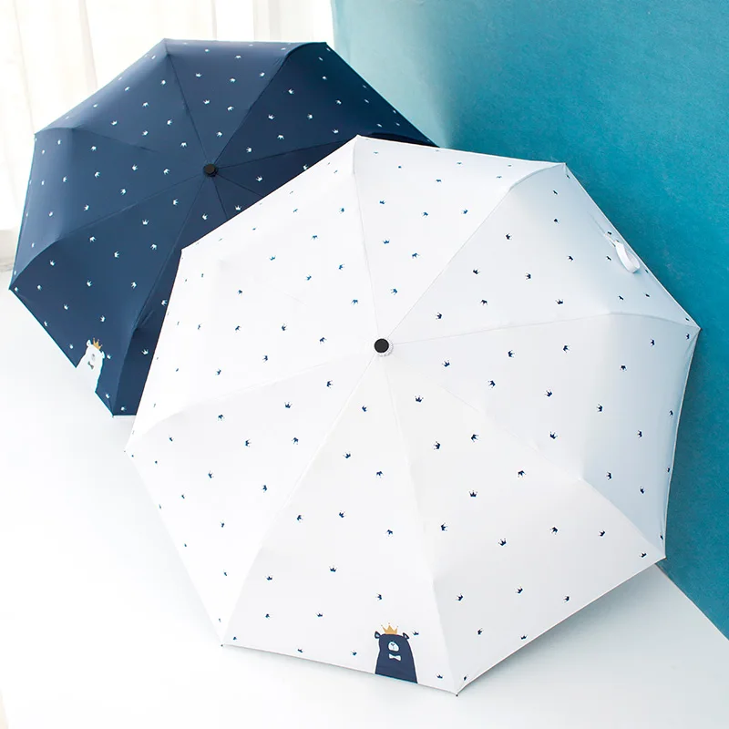 Bear and Crown Windproof Ultralight Sun Rain Non-Automatic Folding Umbrella Women Umbrellas Lady parasol | Дом и сад
