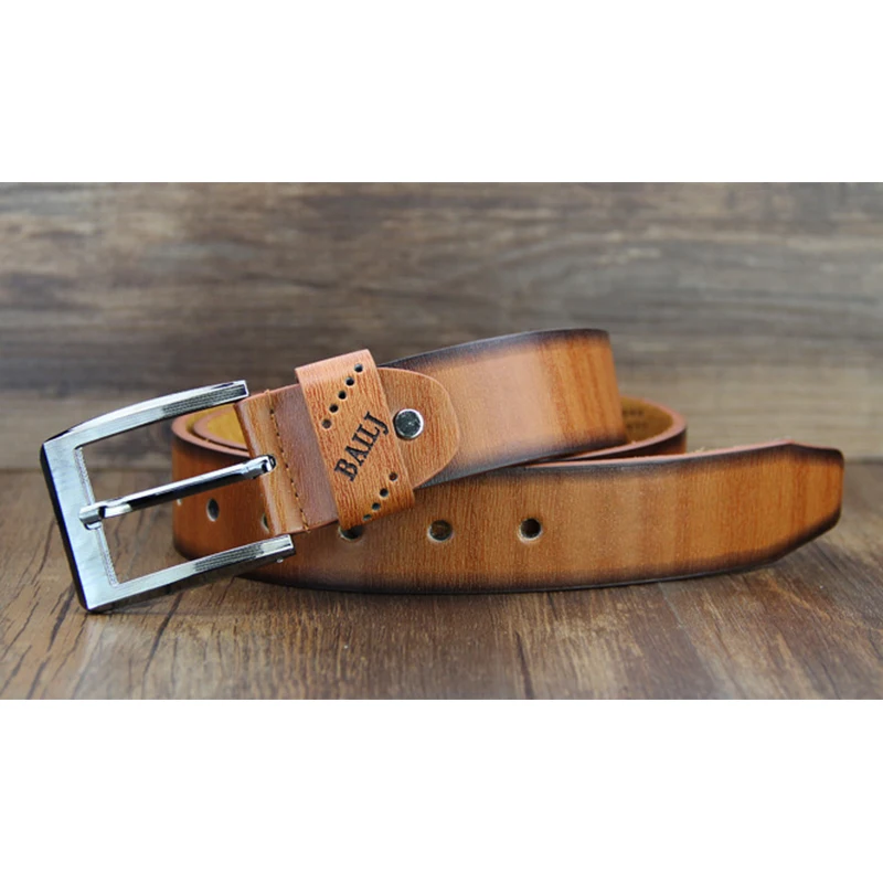 Ремень мужской из экокожи модный пояс с классической пряжкой в стиле ретро для