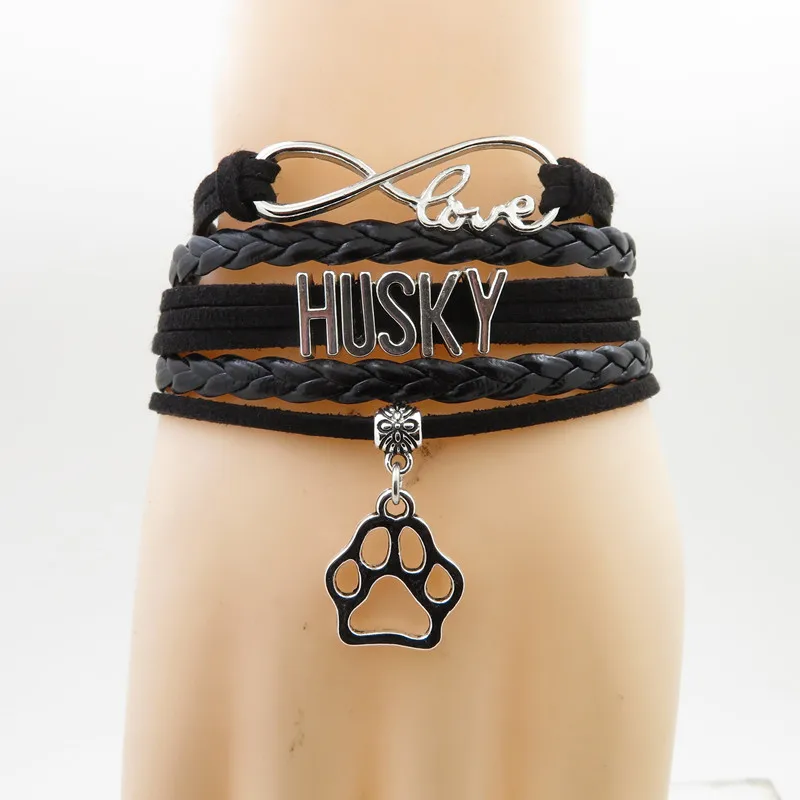 Браслет для собак и love husky браслеты с изображением хаски Модный черный браслет |