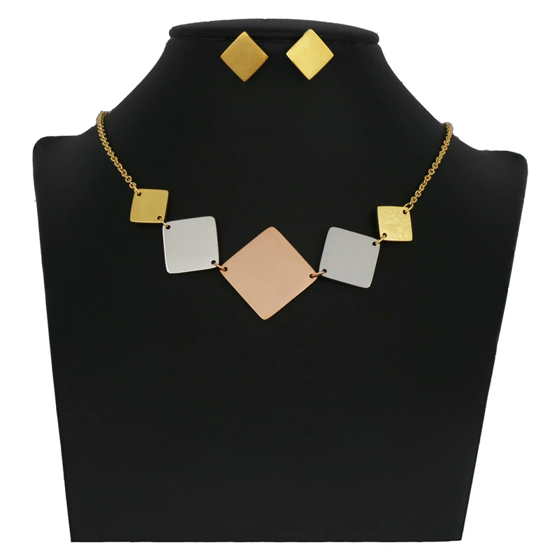 Hot Geometry stainless steel Jewelry SetS Trendy Fashion For Women Choker Necklace Earrings Set | Украшения и аксессуары