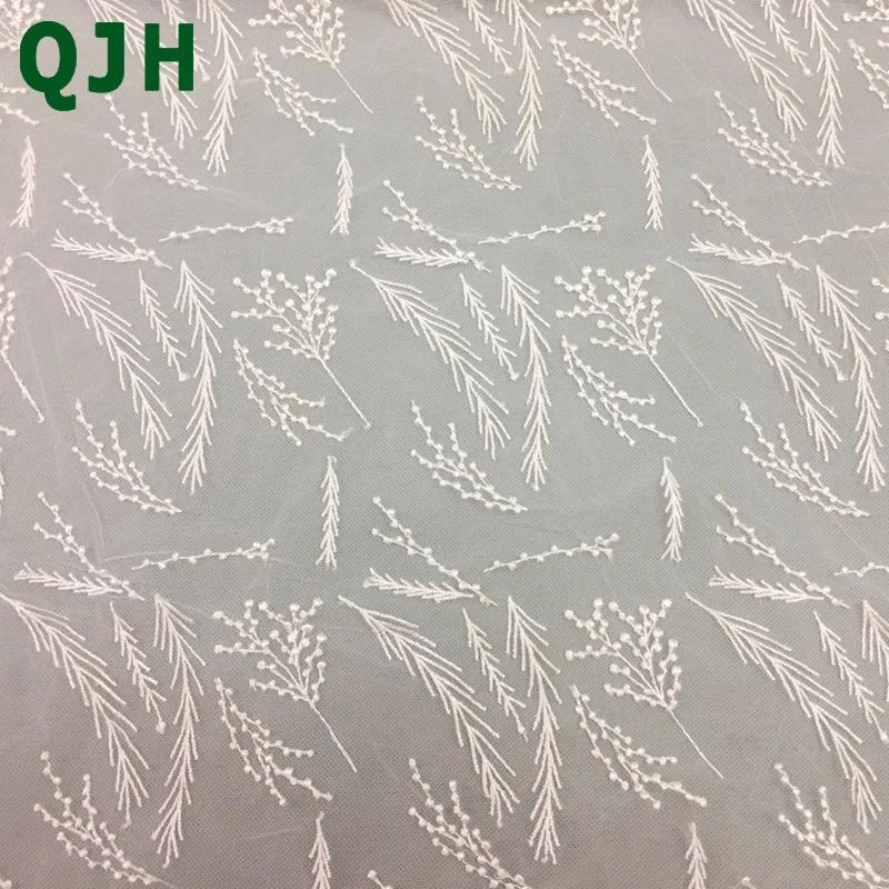 Новинка лета 2018 кружевная ткань из полиэстера с вышивкой в виде листьев