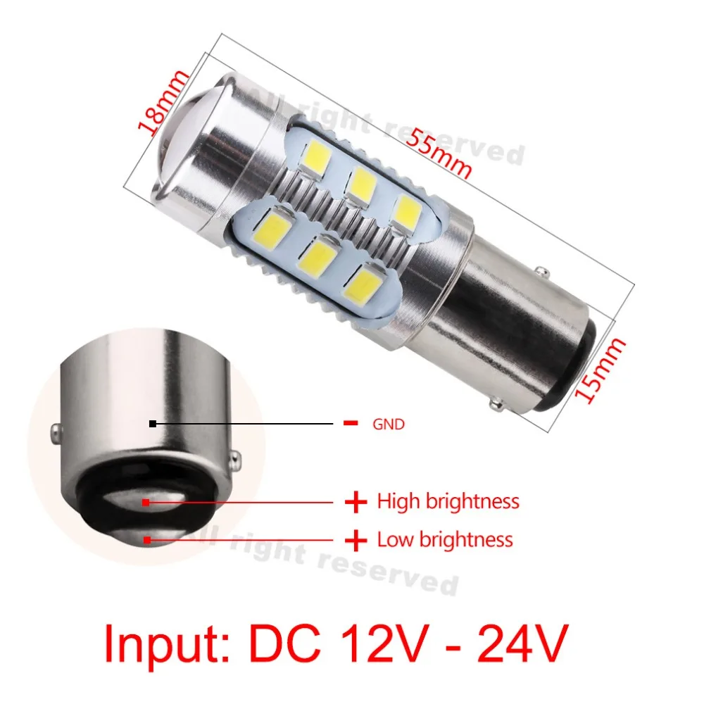 2 шт. 1157 Led BAY15D 12 led 5730 smd высокомощная лампа красный белый желтый p21/5 Вт