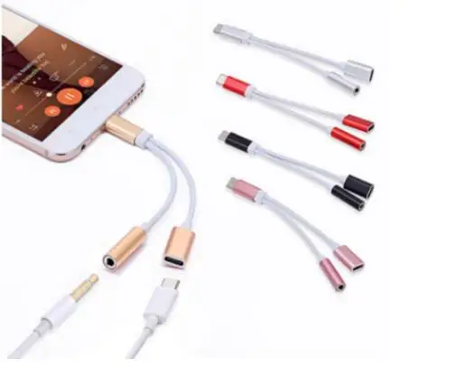 20 шт. мини 2 в 1 USB Type C до 3 5 мм разъем AUX для наушников аудио сплиттер адаптер кабель
