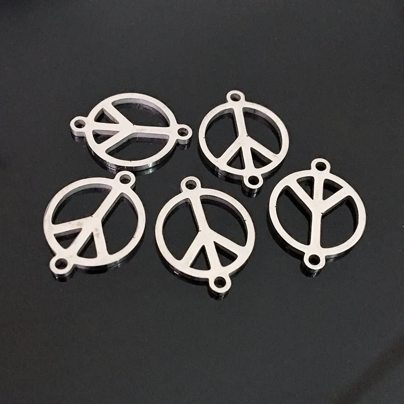 peace 10 шт. карта мира, подвеска из нержавеющей стали с двумя отверстиями, браслет желаний, ожерелье - Окраска металла: peace