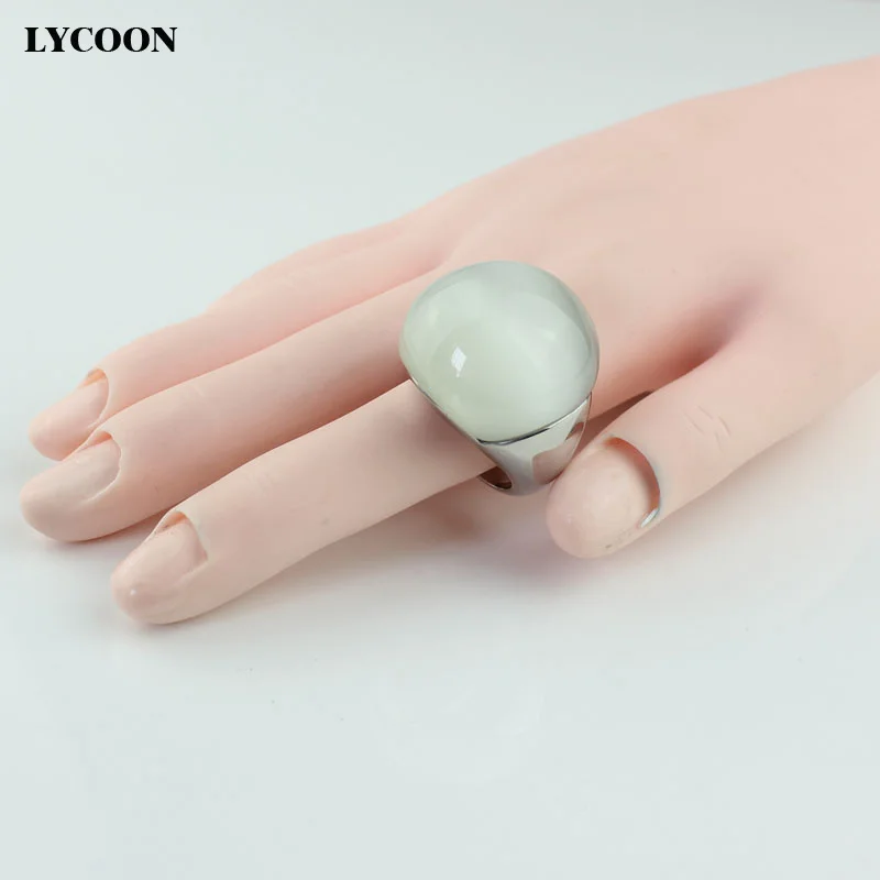 Модное высококачественное женское кольцо LYCOON с опалами из нержавеющей стали 316L
