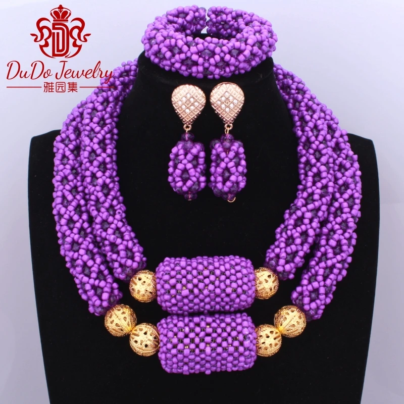 Элегантные свадебные украшения набор Для женщин бисер белый нигерийские серьги