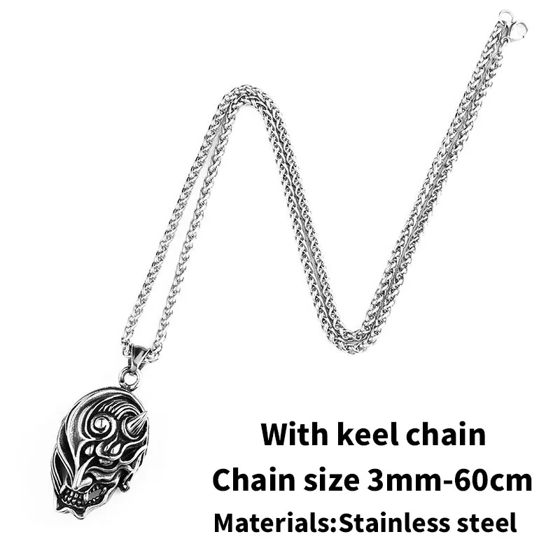 with keel chain Сталь солдат Дьявол череп кулон 316l Нержавеющая сталь панк Байкер уникальные украшения Прямая поставка - Окраска металла: with keel chain